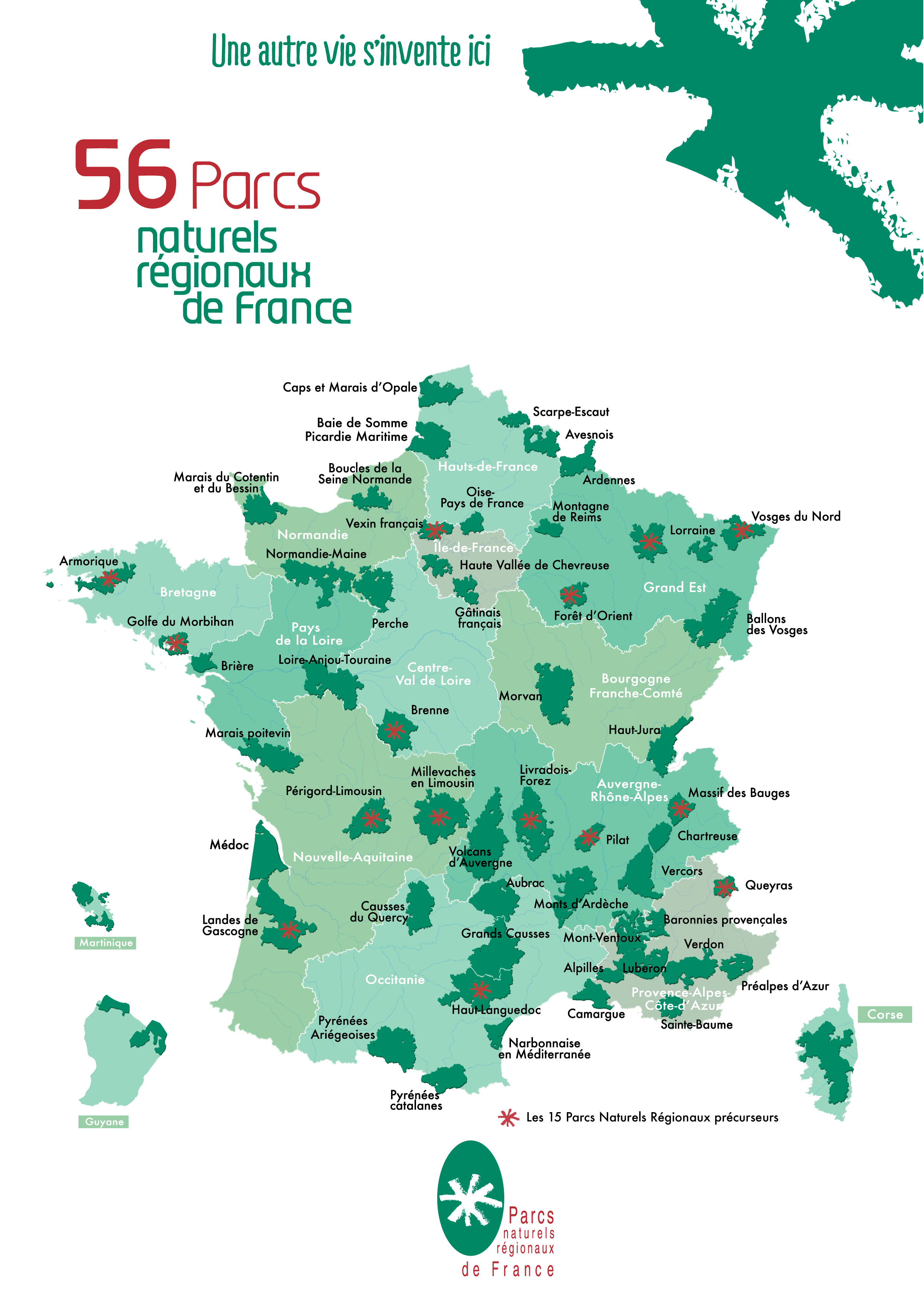 Carte des Parcs partenaires du projet Destination Parc