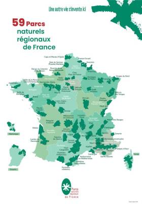 Carte des 59 Parcs naturels régionaux de France