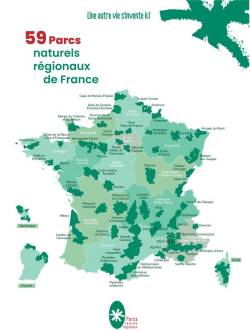 Carte des 59 Parcs naturels régionaux de France